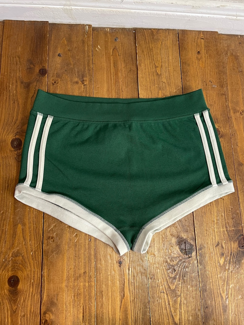Anwnd size M/L micro shorts / panties green with white stripes sporty